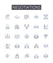 Negotiations line icons collection. Contrast, Inconsistency, Variety, Balance, Balance, Diversity, Fluidity vector and