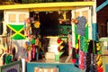 NEGRIL, JAMAICA - MAY 24. 2010: Shop for everything in JamaicaÃÂ´s rasta colors red, yellow and green on Bourbon beach