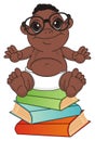 Negro baby and education`s objects Royalty Free Stock Photo