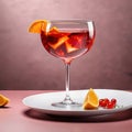 Negroni cocktail, mixed alcoholic drink served in glass