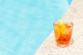 Negroni cocktail near a pool at the resort bar or suite patio Royalty Free Stock Photo