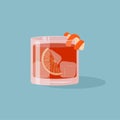 Negroni Cocktail in old fashioned glass with ice and orange slice. Aperol or Campari Alcoholic Beverage with citrus peel Royalty Free Stock Photo