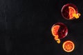 Negroni cocktails with blood oranges and copy space Royalty Free Stock Photo