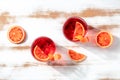 Negroni cocktails with blood oranges, overhead flat lay shot Royalty Free Stock Photo