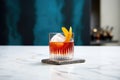 negroni on rocks in lowball glass Royalty Free Stock Photo