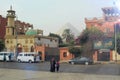 Neighborhood in Cairo, Egypt With Great Pyramid Behind