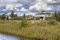 Neighborhood with ecological houses in natural setting