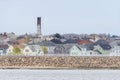 Neighborhood facing New Bedford hurricane barrier Royalty Free Stock Photo