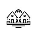 Black line icon for Neighborhood, vicinity and house