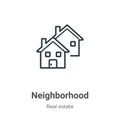 Neighborhood outline vector icon. Thin line black neighborhood icon, flat vector simple element illustration from editable real