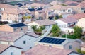 Neighborhood Roof Tops with Solar Panels Royalty Free Stock Photo