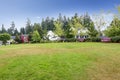 Neighborhood in Seattle during summer time. Outdoor rest area wi