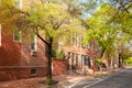 Neighborhood with traditional brick houses, Old city Cultural District, Philadelphia