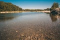 Neighborhoods of the Roman aqueduct Pont du Gard on the river Gardon Royalty Free Stock Photo