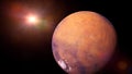 Planet Mars the beautiful Milky Way galaxy and the Sun 3d illustration, elements of this image are furnished by NASA Royalty Free Stock Photo