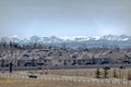 The neighbourhood of Evaston in Calgary Alberta Canada, with the Rocky Mountains on the background. Royalty Free Stock Photo