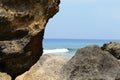 View from the rocky shore near natural coral bridge, Neil Island Royalty Free Stock Photo