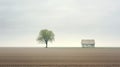 Minimalist House In Field With Tree - Photo By Akos Major Royalty Free Stock Photo