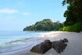 Neil`s Cove at Radhanagar Beach, Havelock Island, Andaman & Nicobar, India - Beautiful Scenery with Sea, Stones, and Greenery Royalty Free Stock Photo