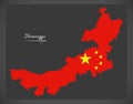 Neimenggu China map with Chinese national flag illustration Royalty Free Stock Photo