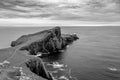 Neist Point lighthouse from Neist Cliff viewpoint black and white effect