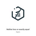 Neither less or exactly equal symbol vector icon on white background. Flat vector neither less or exactly equal symbol icon symbol