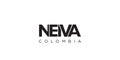 Neiva in the Colombia emblem. The design features a geometric style, vector illustration with bold typography in a modern font.