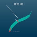 Neko rigged soft plastic bait setup for bass fishing Royalty Free Stock Photo