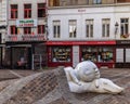 Nello & Patrache statue in Antwerp, Belgium, in front of a picturesque background