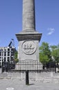 Montreal 26th June: Nelson Column details from Place Jaques Cartier of Montreal in Canada Royalty Free Stock Photo