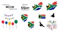 Nelson Mandela Day map birds flag balloon ribbon