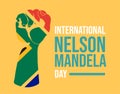 Nelson Mandela International Day, 18th July, African flag hand, illustration vector