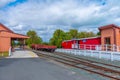 NELSON, NEW ZEALAND, FEBRUARY 5, 2020: Historial train station at Founders Heritage Park at Nelson, New Zealand