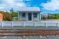 NELSON, NEW ZEALAND, FEBRUARY 5, 2020: Historial train station at Founders Heritage Park at Nelson, New Zealand