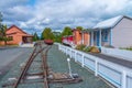 NELSON, NEW ZEALAND, FEBRUARY 5, 2020: Historial train station at Founders Heritage Park at Nelson, New Zealand