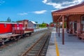 NELSON, NEW ZEALAND, FEBRUARY 5, 2020: Historial train station at Founders Heritage Park at Nelson, New Zealand