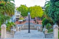 NELSON, NEW ZEALAND, FEBRUARY 5, 2020: Trafalgar street leading to a staircase towards Christ church cathedral in Nelson, New Royalty Free Stock Photo