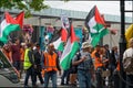 Nelson, New Zealand, 3rd February 2024, Protestors carrying Palestinian flags march in Nelson protesting the Palestinian situation Royalty Free Stock Photo