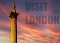 Nelson\'s Column - iconic London landmark situated in Trafalgar square Royalty Free Stock Photo