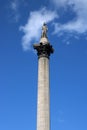 Nelson`s Column, Trafalgar Square, Central London Royalty Free Stock Photo