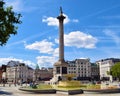 Nelson`s Column and Trafalgar Square, London, UK Royalty Free Stock Photo