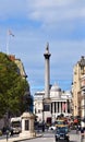 Nelson`s Column, Trafalgar Square view from Whitehall Royalty Free Stock Photo