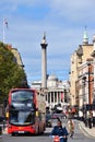 Nelson`s Column and Trafalgar Square view from Whitehall, London Royalty Free Stock Photo