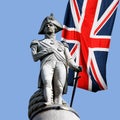Nelson statue over Union Jack Royalty Free Stock Photo