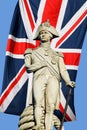 Nelson statue over Union Jack