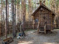 Baba Yaga`s yard, amusement park `Nelzha`, Voronezh region