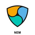 Nem crypto currency blockchain flat logo isolated on white background.