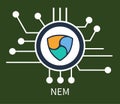 Nem Cryptocurrency Poster Vector Illustration