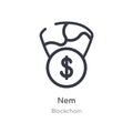 Nem outline icon. isolated line vector illustration from blockchain collection. editable thin stroke nem icon on white background Royalty Free Stock Photo
