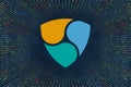 NEM, xem cryptocurrency symbol. A tunnel from a computer program code. Programmer Strings of code, Javascript, CSS and PHP. Royalty Free Stock Photo